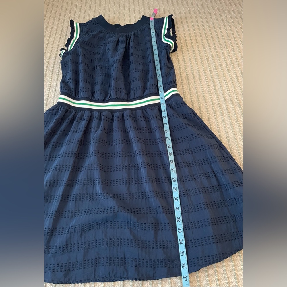 Voy - Elegant Navy Midi Dress - w/ Cute Trim Dteails - Size: Medium - Picture 4 of 8